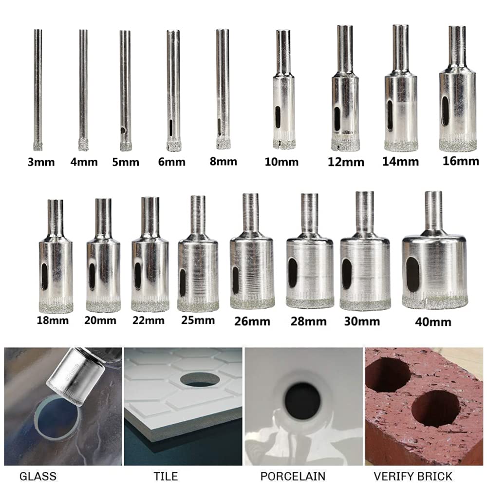 Diamond Drill Bit Set - 2PCS Hollow Core Glass Hole Saw for Drilling Glass, Ceramics, Porcelain, Tile & Marble (25mm) - Perfect for DIY Home Projects, Bathroom Renovations & Crafting
