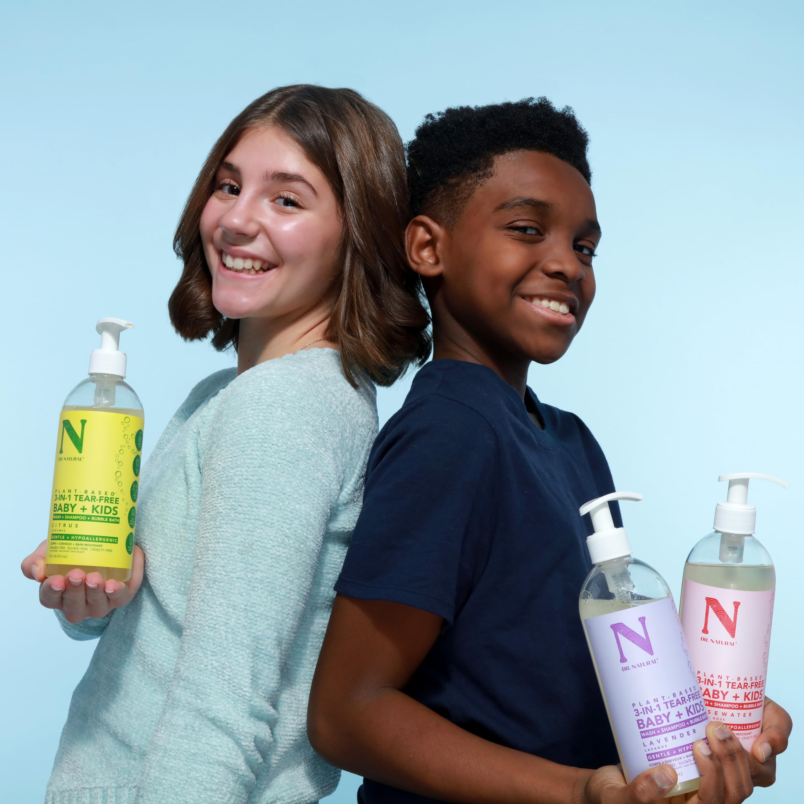 Dr. Natural 3-in-1 Tear-Free Baby & Kids Soap - Citrus Scented 16 oz | Plant-Based Baby Shampoo, Body Wash & Bubble Bath | Sulfate-Free, Paraben-Free, Hypoallergenic for Sensitive Skin | Infused with Essential Oils | Perfect for Newborns, Toddlers & Children's Daily Bath Time