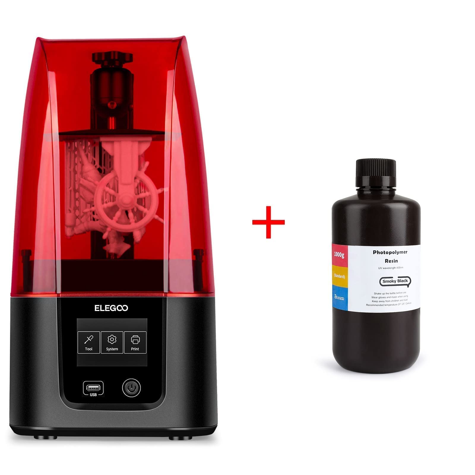 ELEGOO Mars 3 UV Resin 3D Printer with ABS-Like Grey Resin 1000g - High Precision LCD Photocuring for Miniatures, Jewelry & DIY Crafts