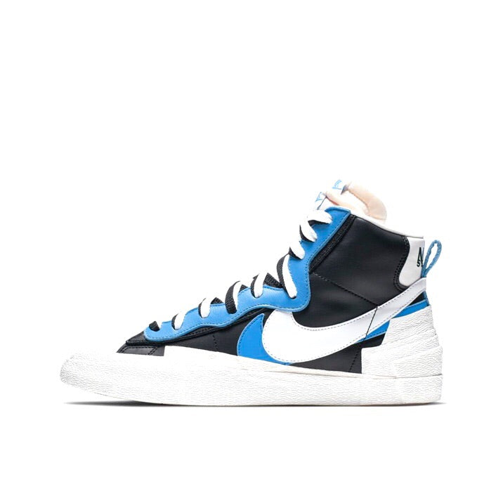 Nike x Sacai Blazer Mid Sneakers - White, Black & Legend Blue Colorway | Trendy High-Top Basketball Shoes for Men & Women | Perfect for Streetwear, Casual Outfits & Sneaker Collectors