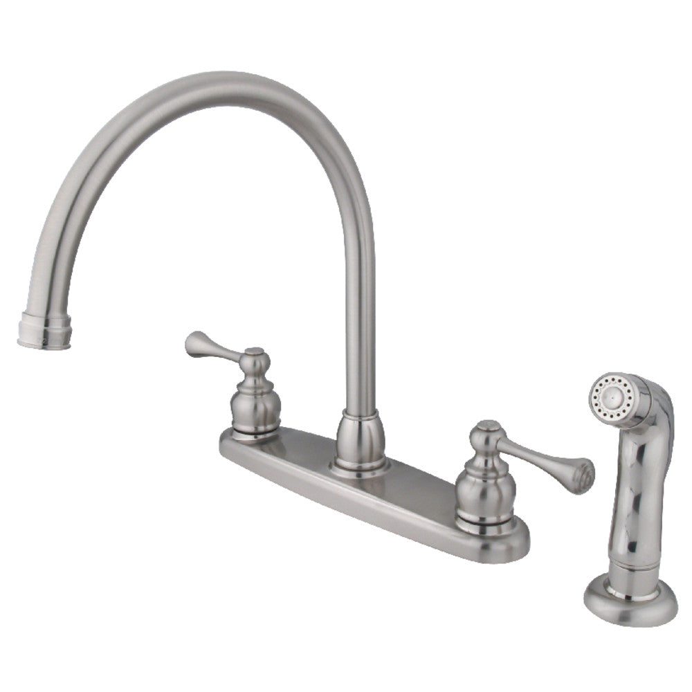 Kingston Brass KB728BLSP Vintage 8 Inch Centerset Kitchen Faucet - Classic Design for Farmhouse & Traditional Kitchens - Perfect for Sinks, Prep Areas & Dishwashing