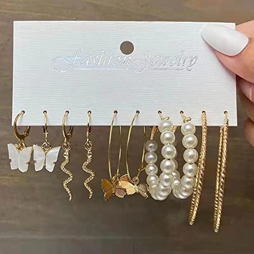 YouBella 5-Piece Gold Plated Hoop Earrings Set for Women & Girls - Stylish Western Jewelry Gift (Ybear_32945), Medium - Perfect for Parties, Dating & Everyday Wear