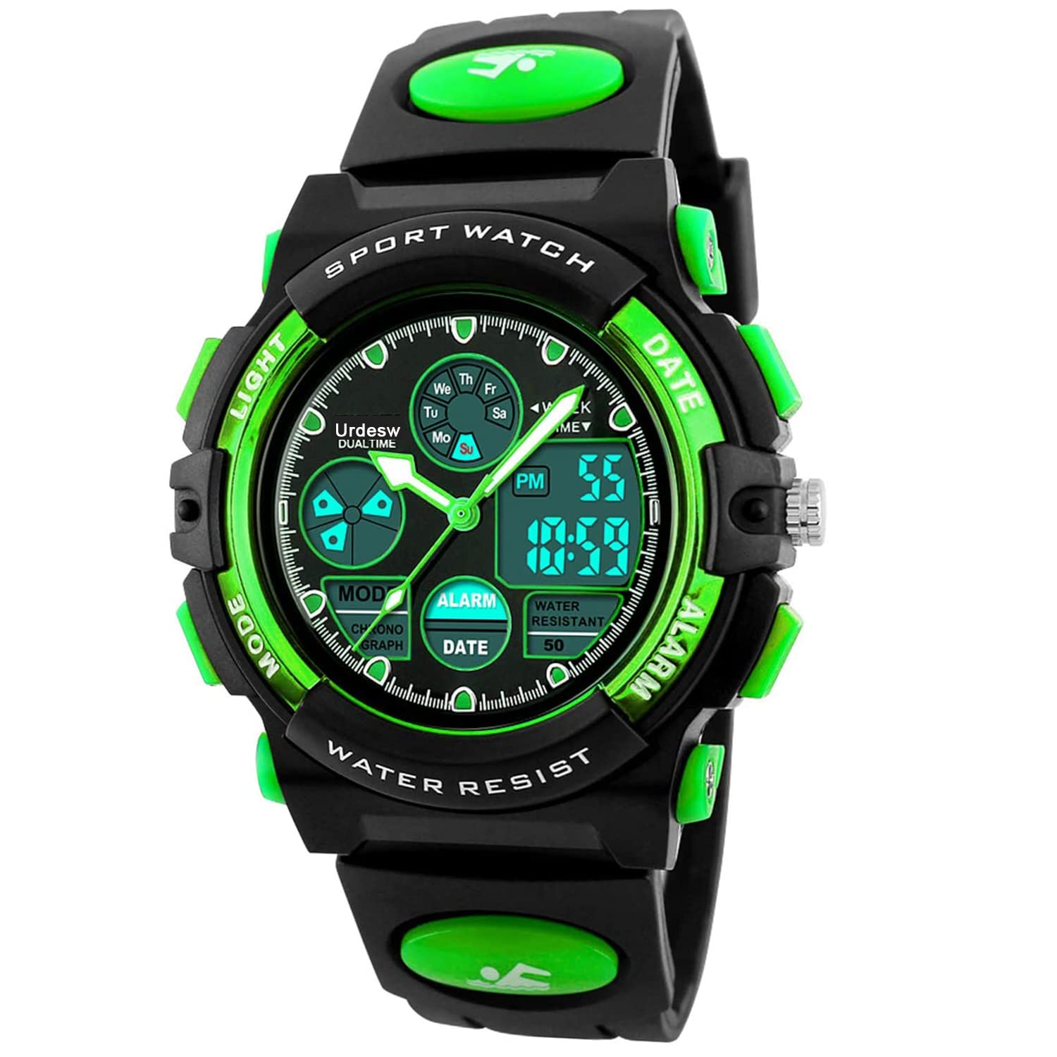 Waterproof Digital Analog Quartz Watch for Boys 6-15 Years Old - Durable Rubber Sports Wristwatch for Swimming, Outdoor Activities & Christmas Gifts
