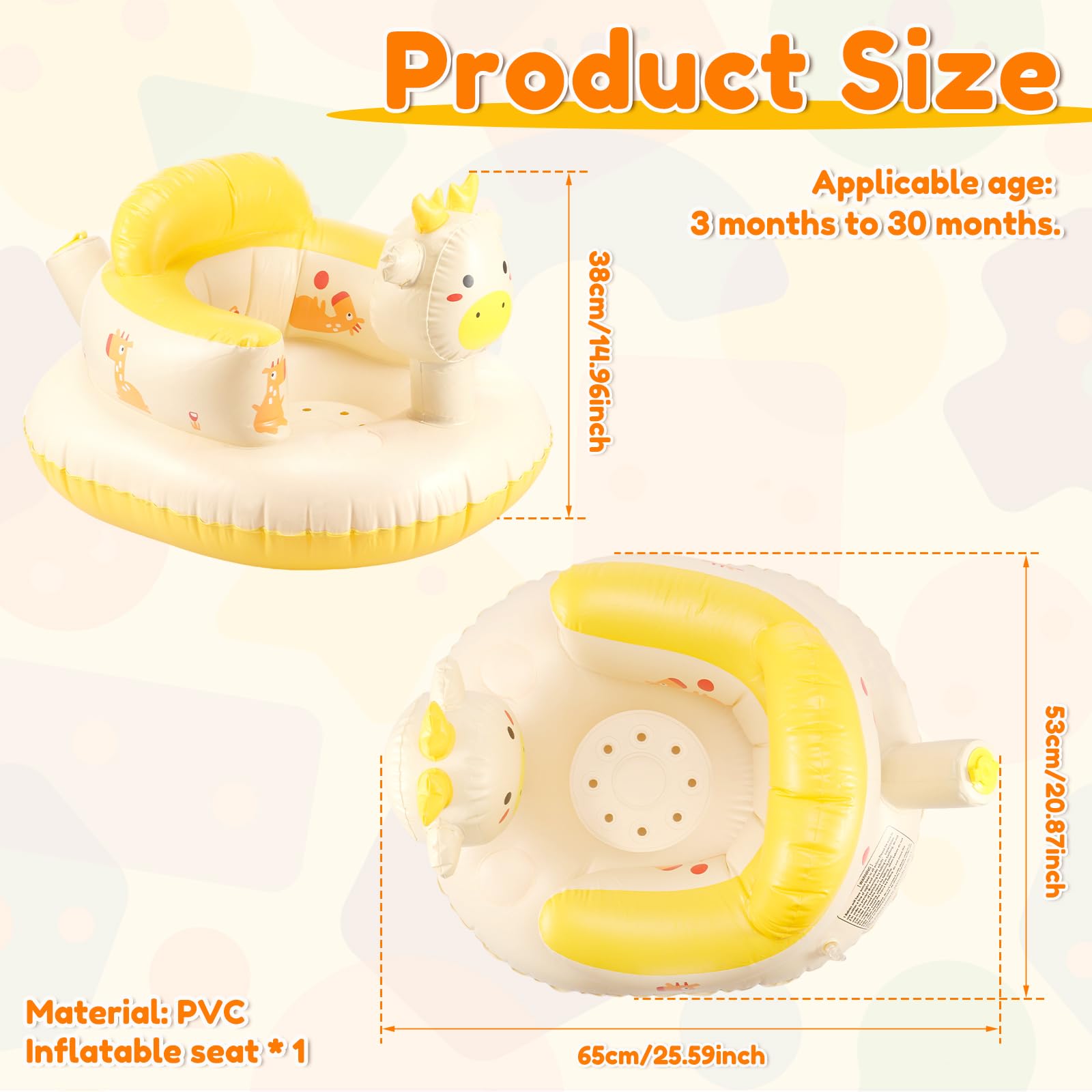 Inflatable Baby Seat for Babies - Portable Floor Sitting Chair with Built-In Air Pump for Home & Travel - Ideal for Playtime, Feeding, and Learning to Sit - Perfect Baby Gift for New Parents