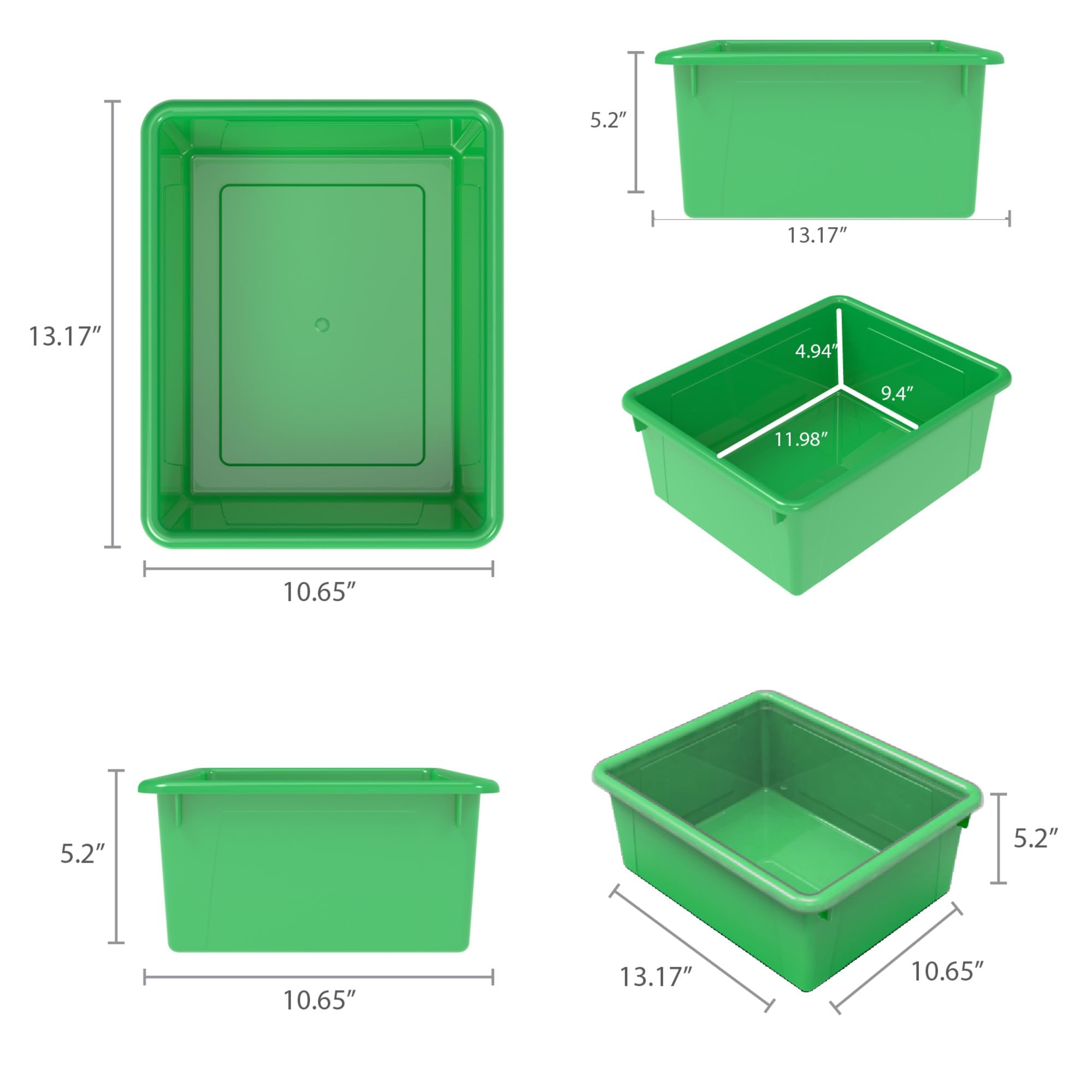 School Smart Durable Plastic Storage Tray - Letter Size Organizer for Classroom Supplies, Home Office & Craft Room | Green Multi-Purpose Tray for Papers, Files & School Materials