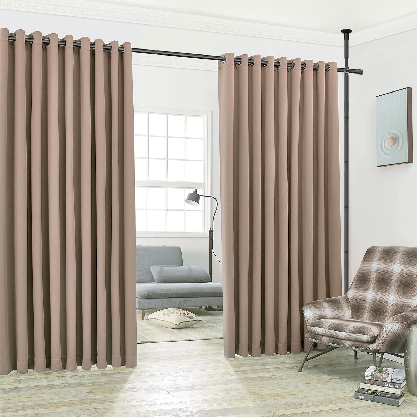 No Drill Room Divider Curtain Rod - Heavy Duty Adjustable Tension Rod 28-96