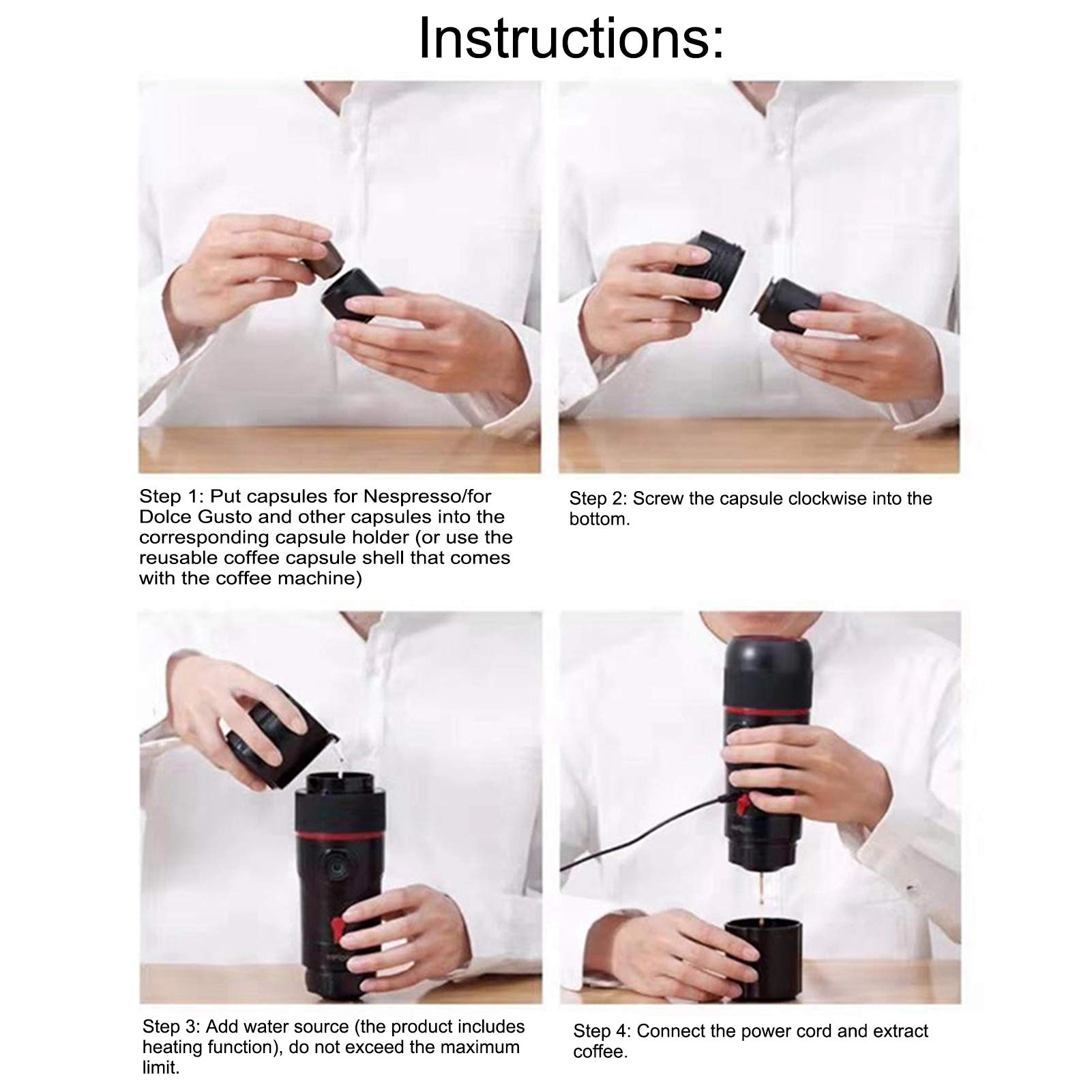 Portable Electric Coffee Maker for Travel - USB Powered Capsule Coffee Machine for Home, Car & Outdoor Use | Perfect for Camping, Road Trips & Office Breaks