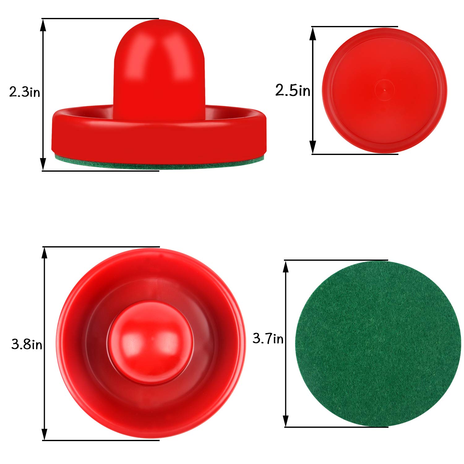 Air Hockey Striker & Puck Set - 4 Strikers, 4 Pucks for Game Tables - Perfect for Family Game Nights