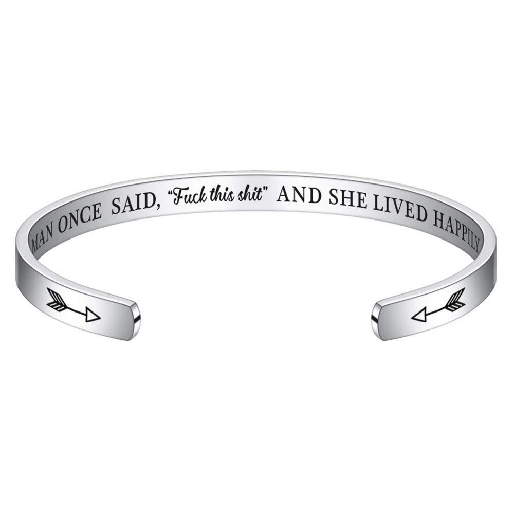 Inspirational Stainless Steel Engraved Quote Bracelet for Women - Best Friend, Daughter, Sister Gift Idea for Birthday, Christmas | Motivational Jewelry for Daily Wear, Office & Special Occasions