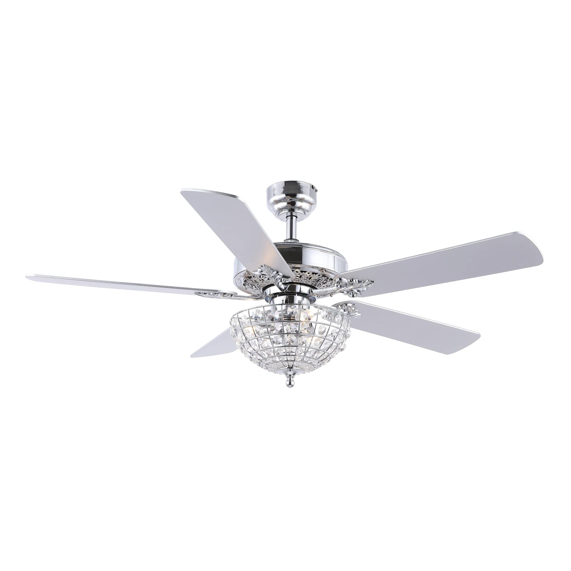 JONATHAN Y JYL9610B Mandy Glam Classic Crystal Dome Shade LED Ceiling Fan with Remote Control - 52 Inch 3-Light Modern Chandelier Fan for Bedroom, Living Room, Dining Room - Chrome Finish - Perfect for Home Decor & Air Circulation