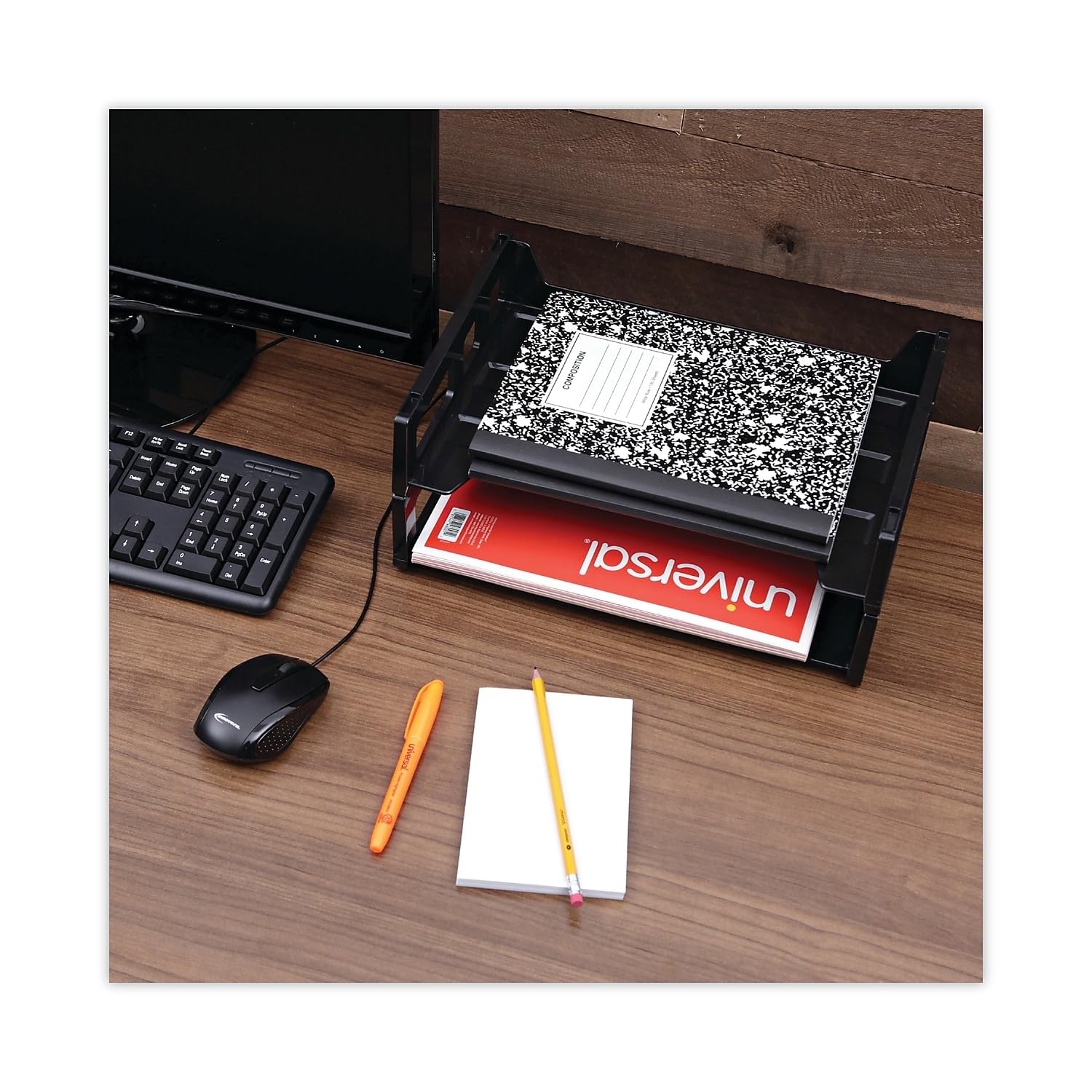 UNV08100 - Universal Side Load Letter Desk Tray, Black - Organize Mail, Documents & Office Supplies - Perfect for Home, Office & Workspace Organization