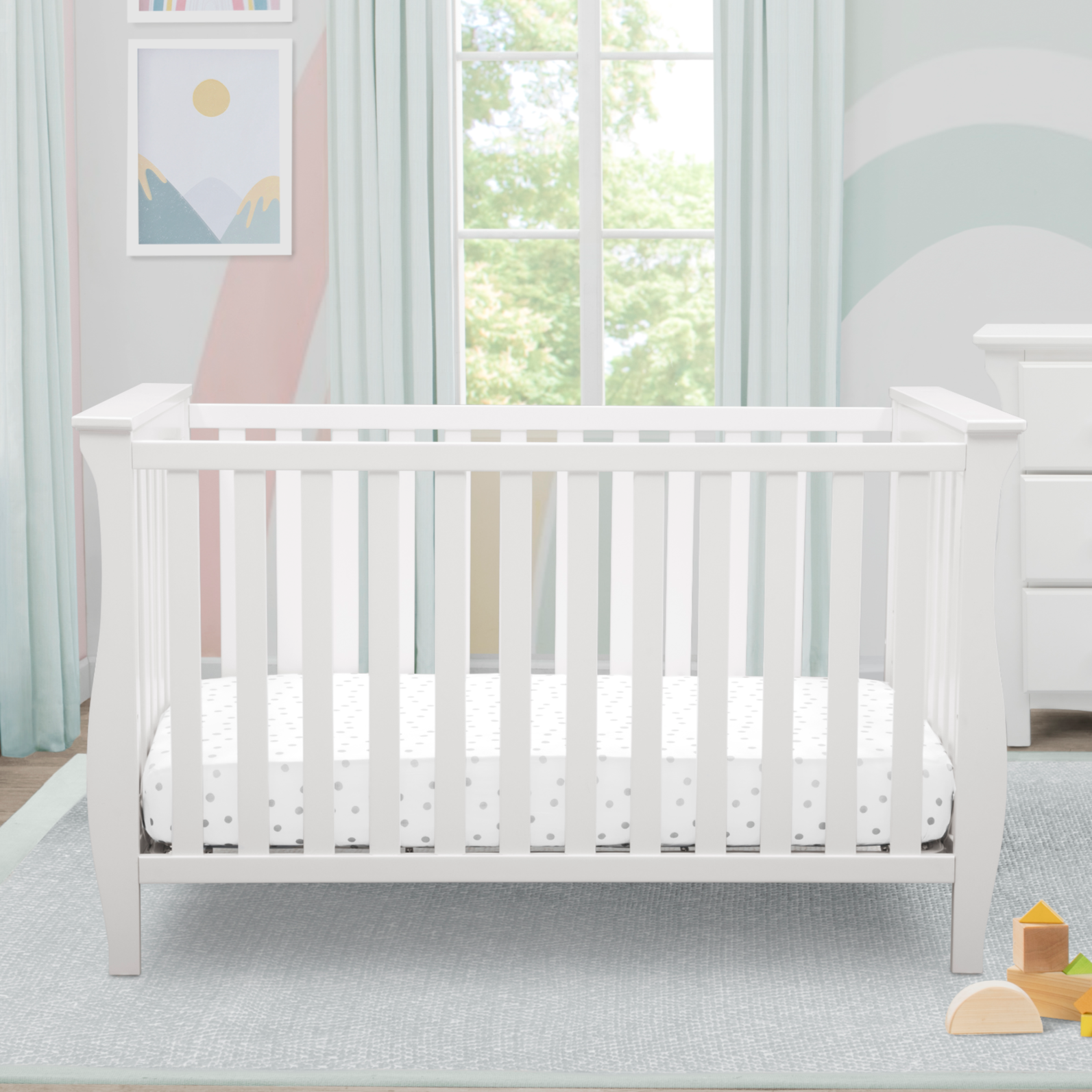 Lancaster 3-in-1 Convertible Baby Crib - White Nursery Furniture for Newborn to Toddler | Perfect for Modern Nurseries & Daycare Centers