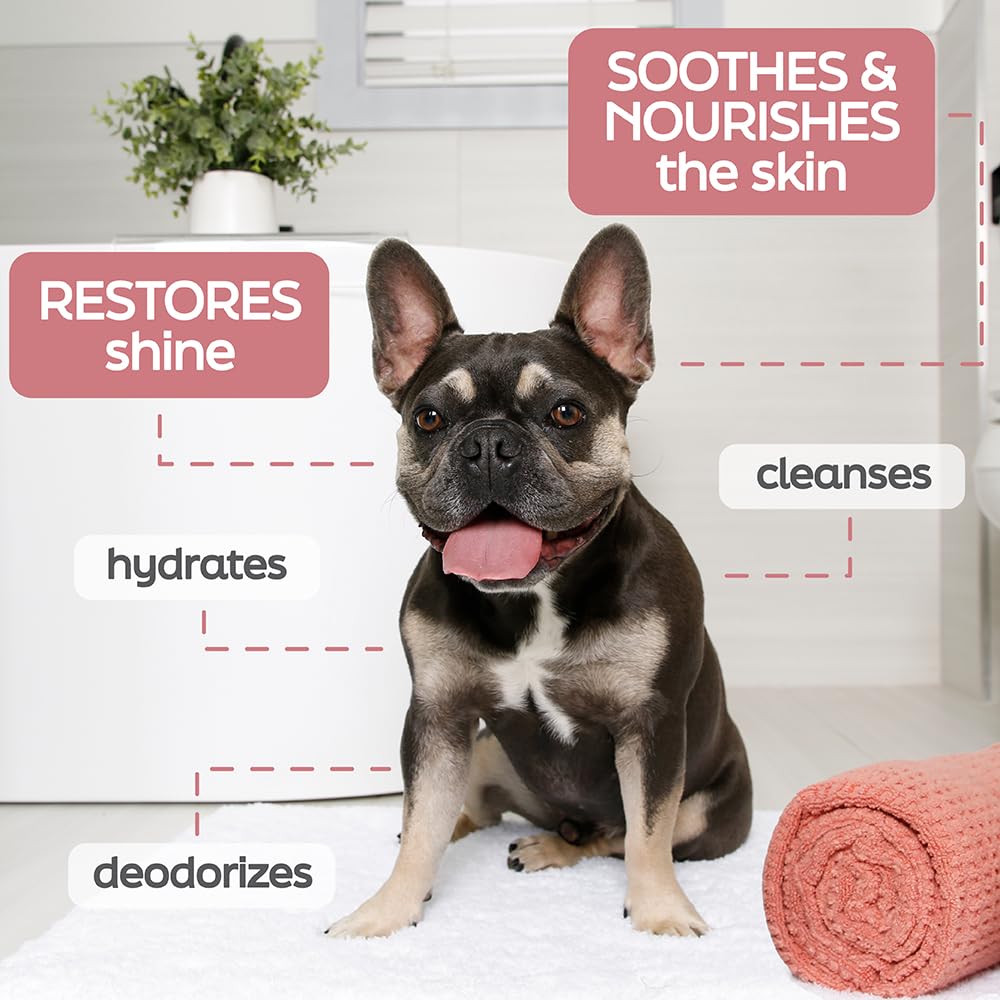 Hartz True Coat Short & Smooth Coat Dog Shampoo - Oat Milk, Coconut Oil & Vitamin E Formula for Soothing & Shining - Gentle Cleansing for Short-Haired Dogs - Perfect for Bath Time & Grooming Sessions