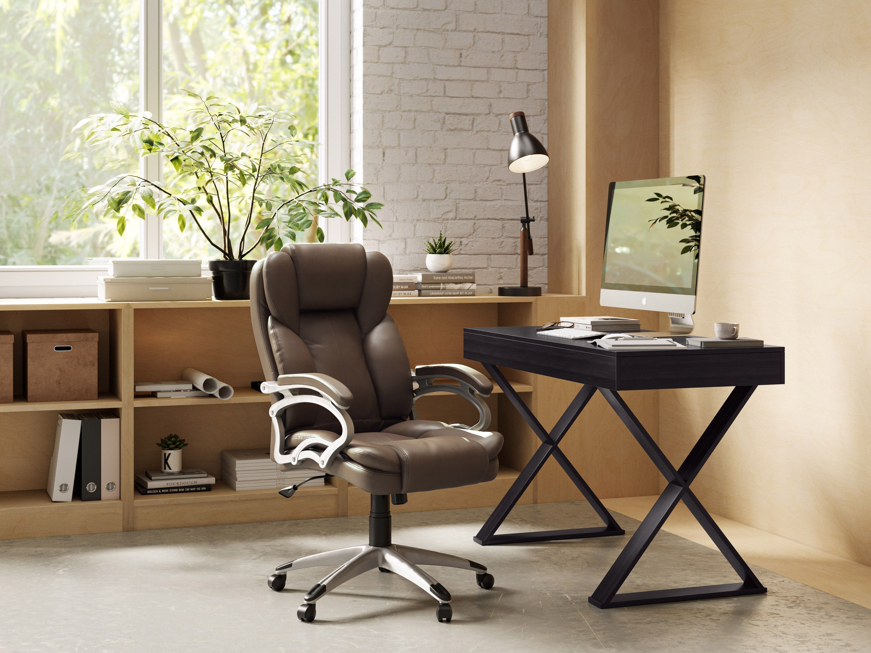 Premium Caramel Brown Executive Office Chair - Ergonomic High Back Leather Desk Chair for Home & Office Use - Perfect for Long Hours of Work or Gaming