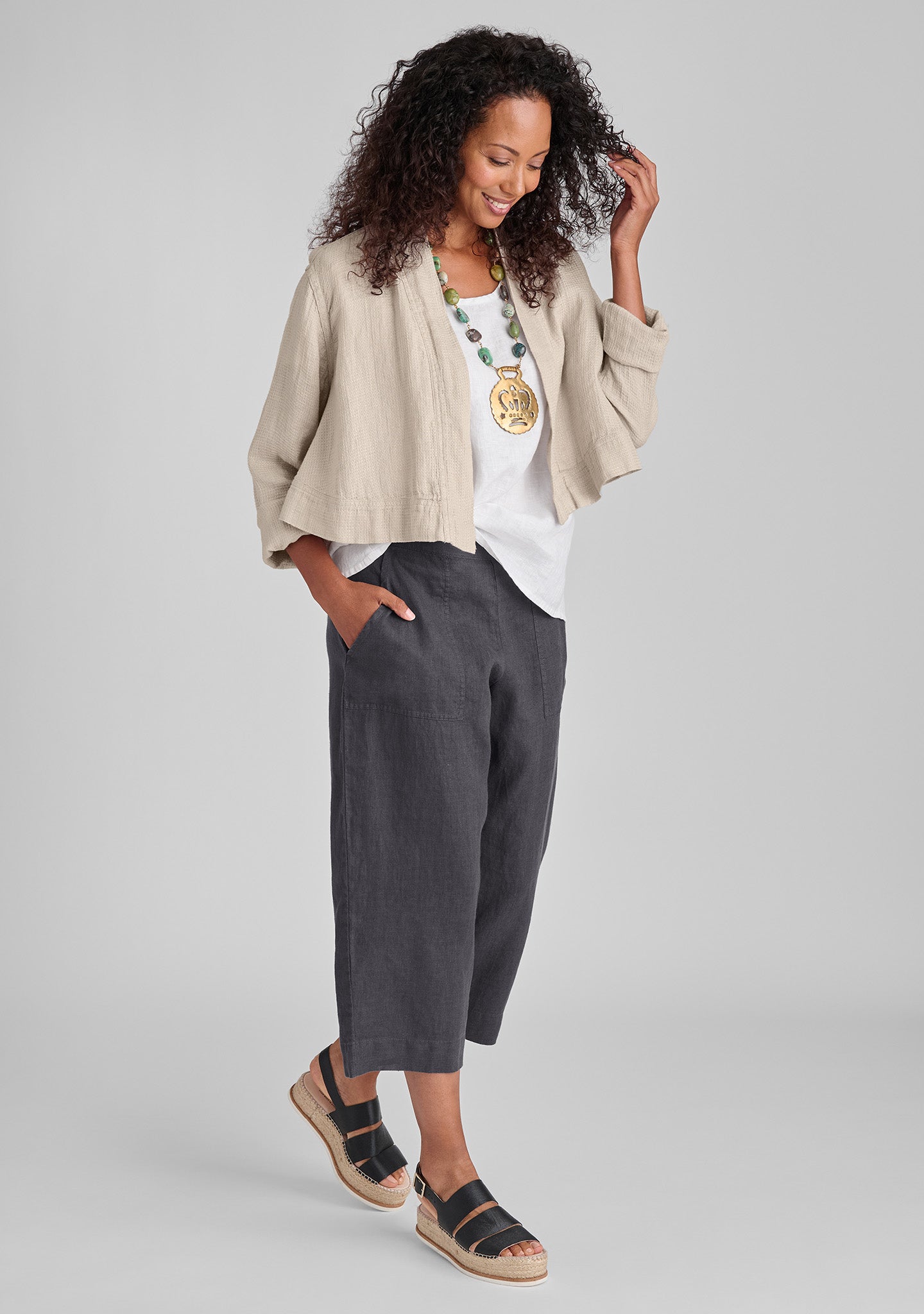 Kate Pant - Women's Linen Crop Pants | High Waist Summer Short Pants | Casual Boho Style for Beach, Travel & Everyday Wear