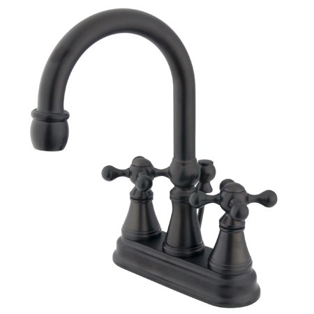 Two Handle 4-inch Centerset Bathroom Sink Faucet with Brass Pop-up Drain - Perfect for Modern Vanities & Powder Rooms