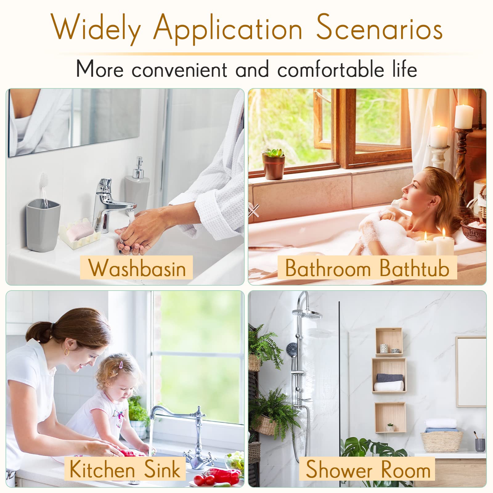 Cunhill 2-Pack Self-Draining Silicone Soap Dish Holder - Waterfall Design Soap Tray with Drain Holes for Kitchen & Bathroom - Cream White - Perfect for Shower, Sink Countertop, and Vanity Organizer