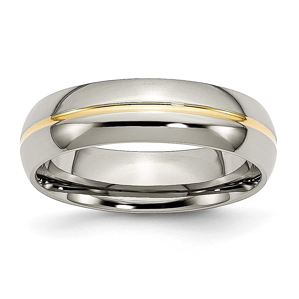 ICE CARATS 6mm Titanium Yellow Band Ring for Men - Wedding, Fashion Jewelry, Gifts for Him, Dad - Perfect for Anniversaries, Engagements & Special Occasions