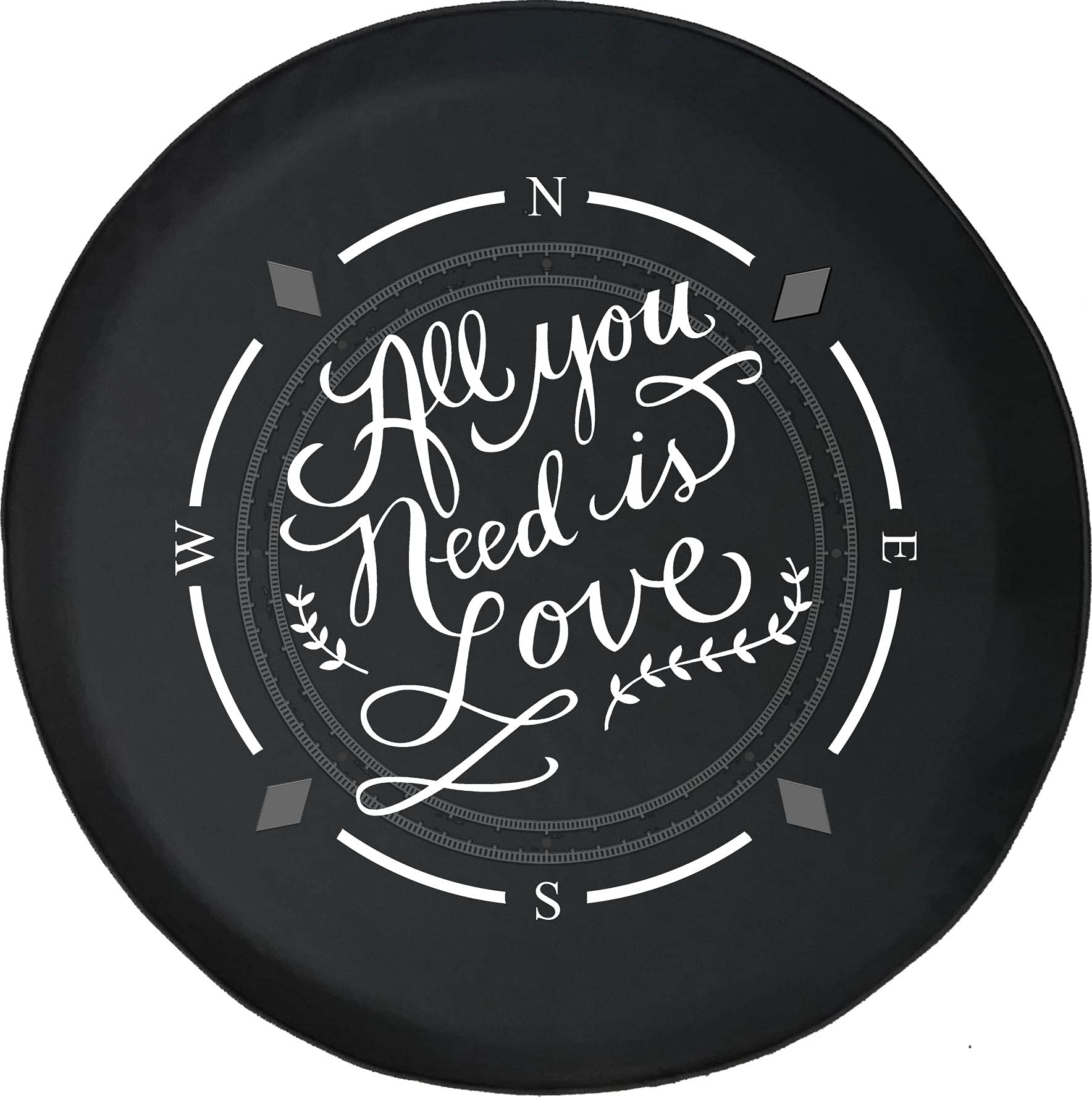 American Unlimited Spare Tire Cover with Compass Design - 'All You Need is Love' Wheel Cover for SUV, Trailer, RV & Various Vehicles | Durable & Stylish Accessory for Road Trips & Outdoor Adventures