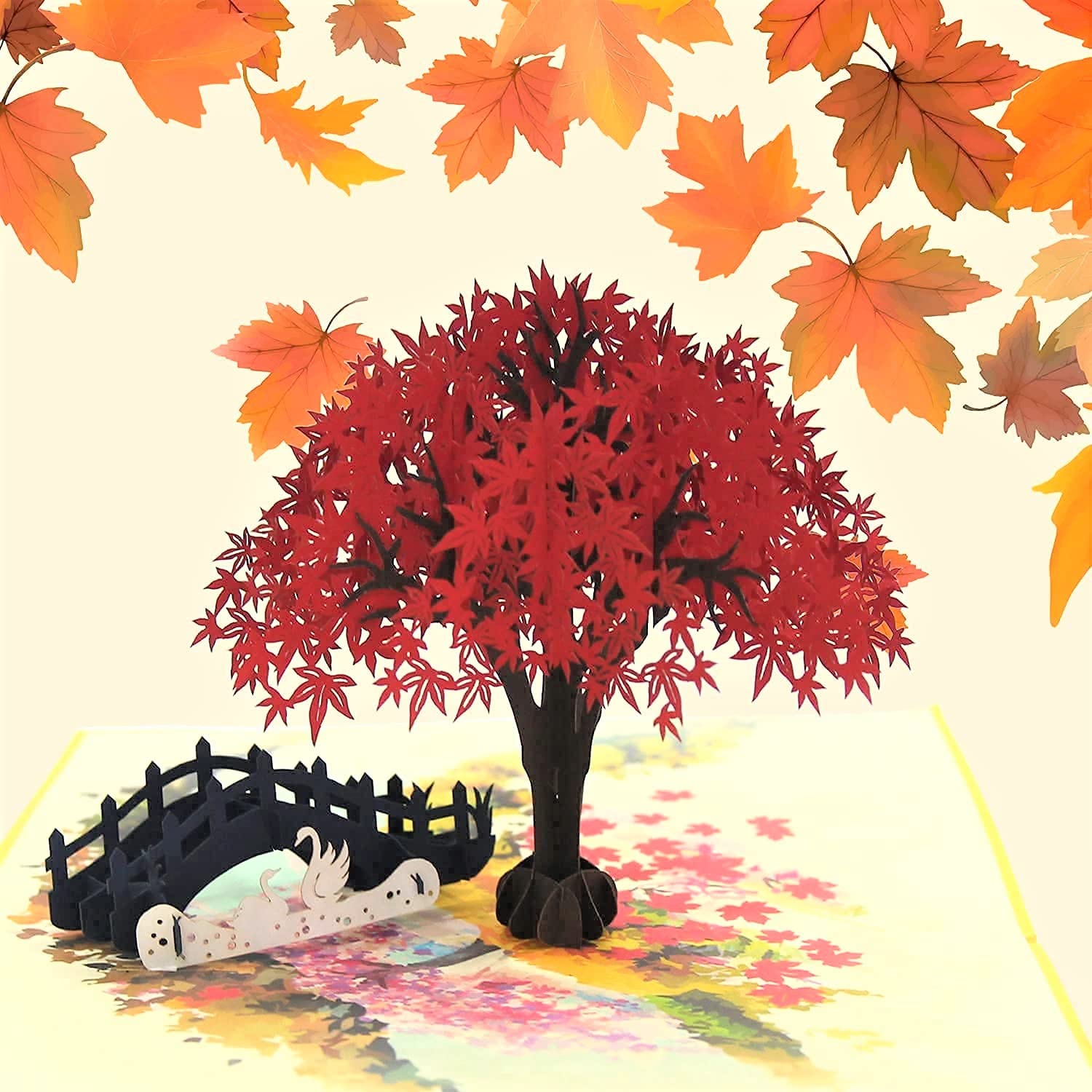 Romantic Red Maple Tree Pop Up Card - Valentine's Day, Anniversary, Wedding & Birthday Greeting Card for Couples, Women, Girlfriend, Husband | Japanese-Inspired Design for Special Occasions & Memorable Gifts
