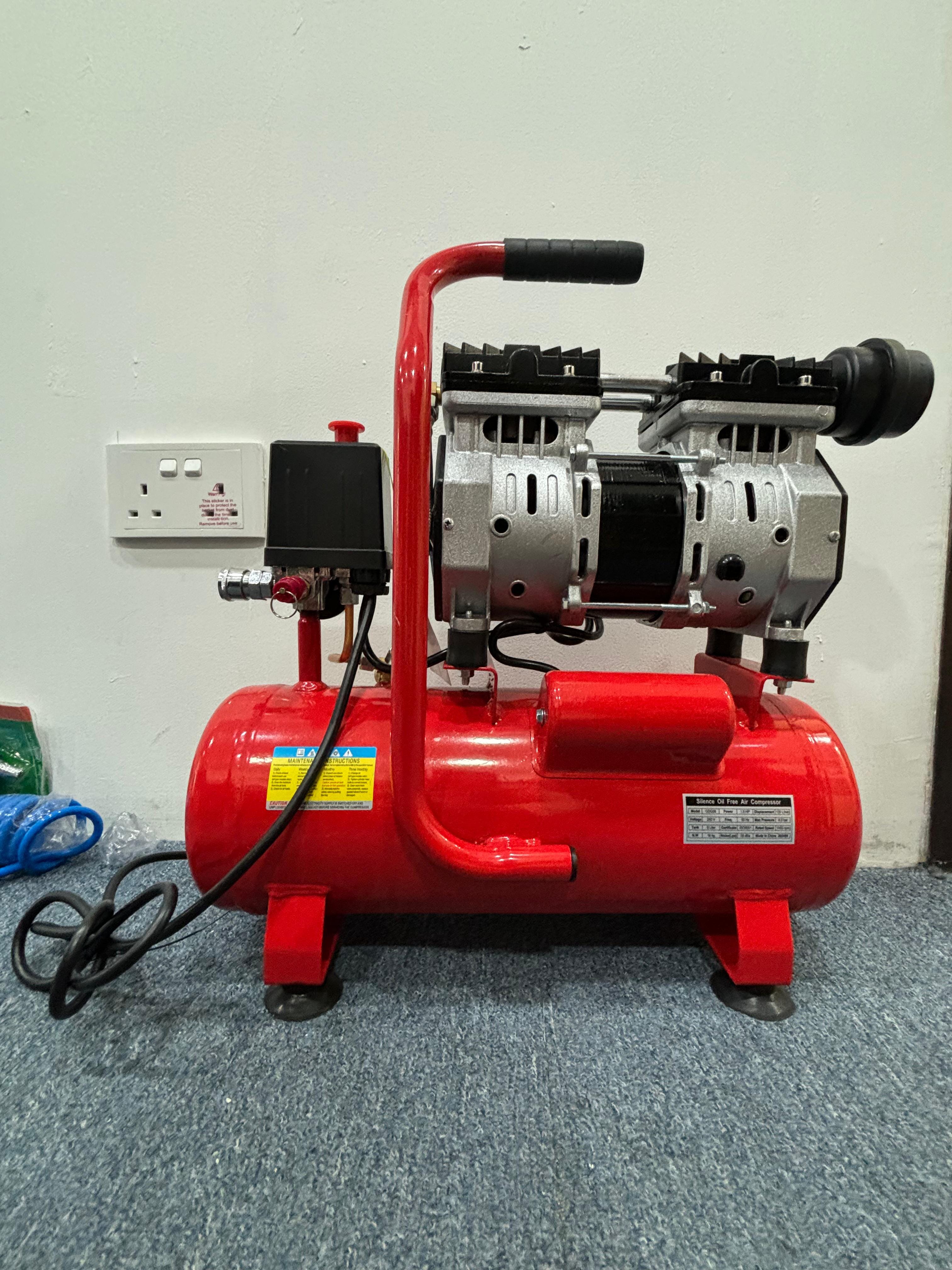 **Aiko 1.5HP 9L Oil-Free & Silent Air Compressor (Red) - Model GDG09 RED | Portable & Quiet for Home DIY, Car Tires, Airbrushing & Inflatable Toys**