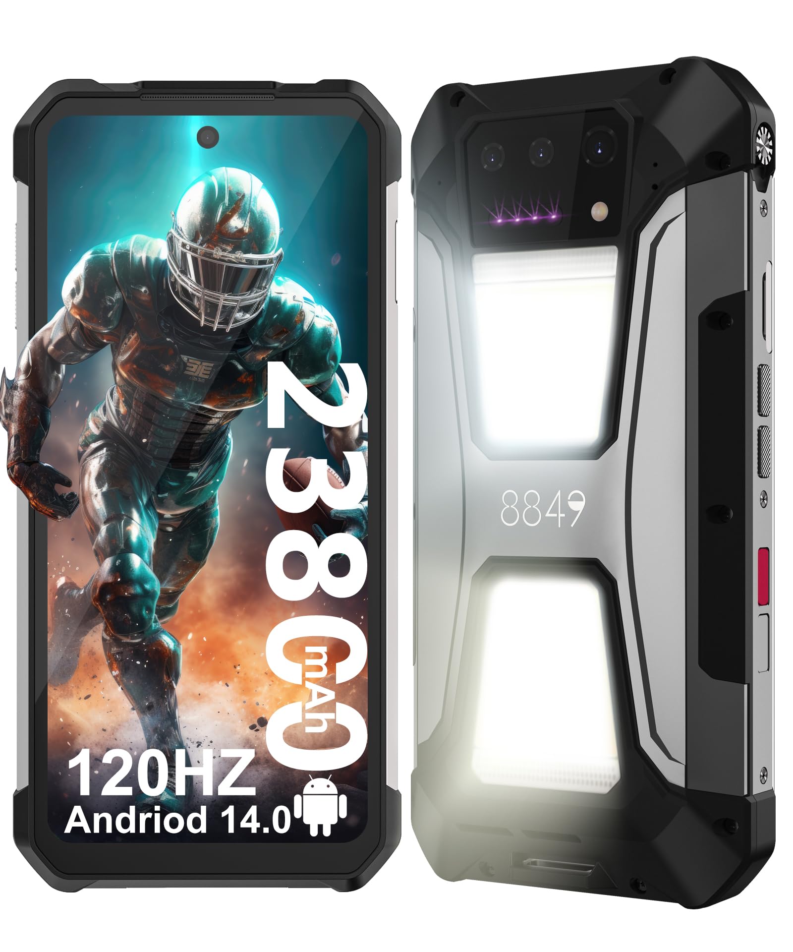 8849 Tank 2 Pro Rugged Smartphone - Android 14 Waterproof Outdoor Phone with Built-in Projector | 16GB RAM + 256GB ROM (Expandable to 1TB) | 6.79