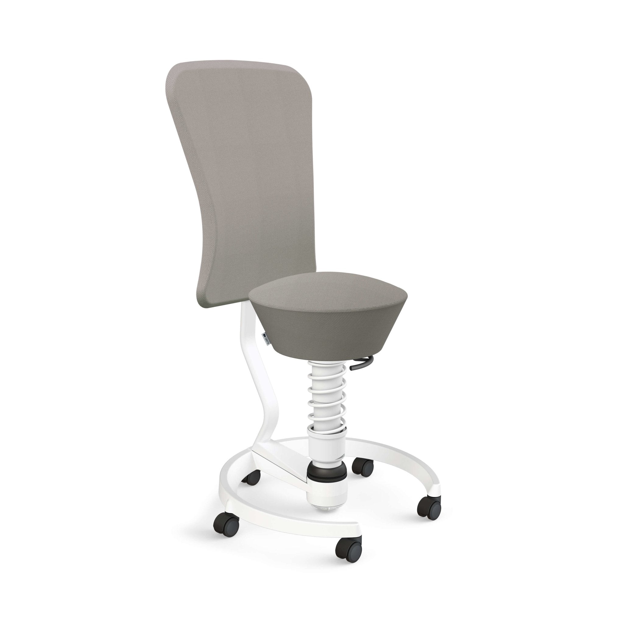 Aeris Swopper Active Sitting Chair with Adjustable Backrest & Casters - Ergonomic Office Stool for Home & Workplace - White - Perfect for Standing Desk Users & Back Pain Relief