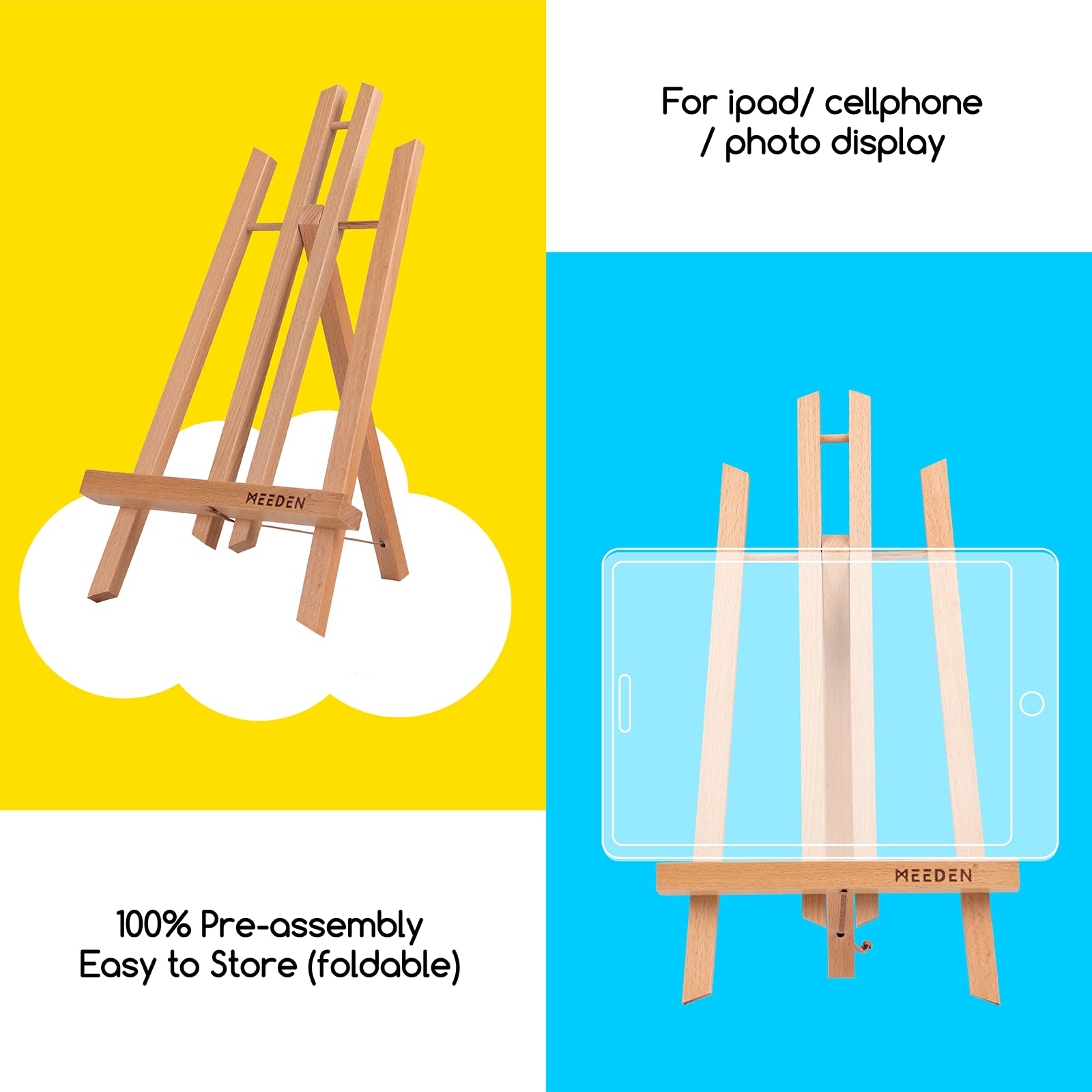 MEEDEN 16 Inch Tabletop Easel - 12 Pack Premium Beech Wood Artist Easels for Painting, Display & Canvas Stand | Perfect for Art Studios, Classrooms & Home Decor