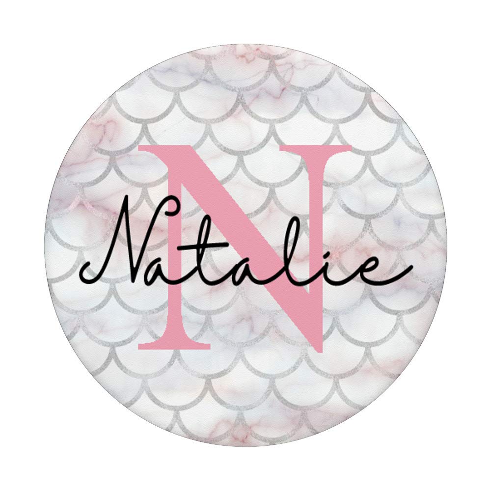 Natalie Name Letter 'N' Mermaid Scale Necklace - Rose Pink Personalized Jewelry for Women | Birthday Gifts, Anniversary, Valentine's Day