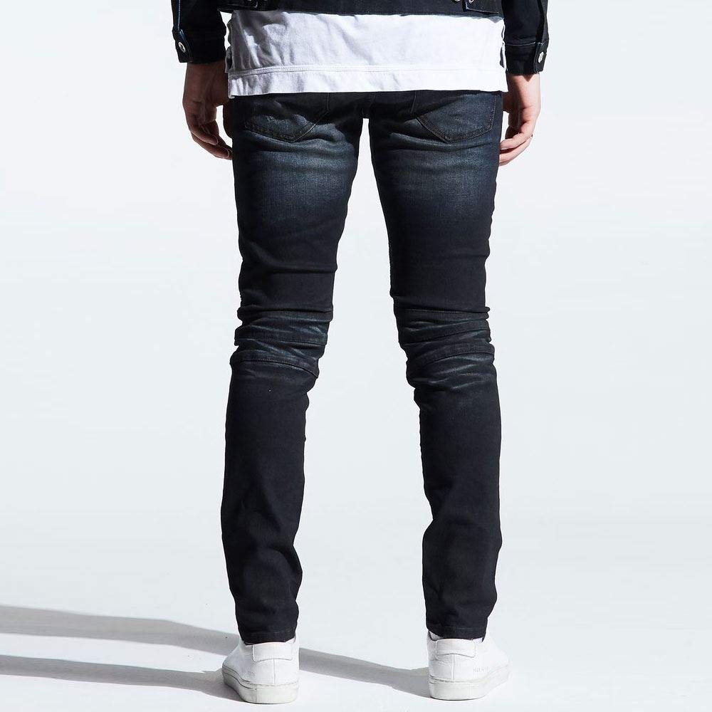 Embellish Clemente Women's Biker Denim Jeans - High Waisted Distressed Blue Jeans for Casual Wear & Motorcycle Riding
