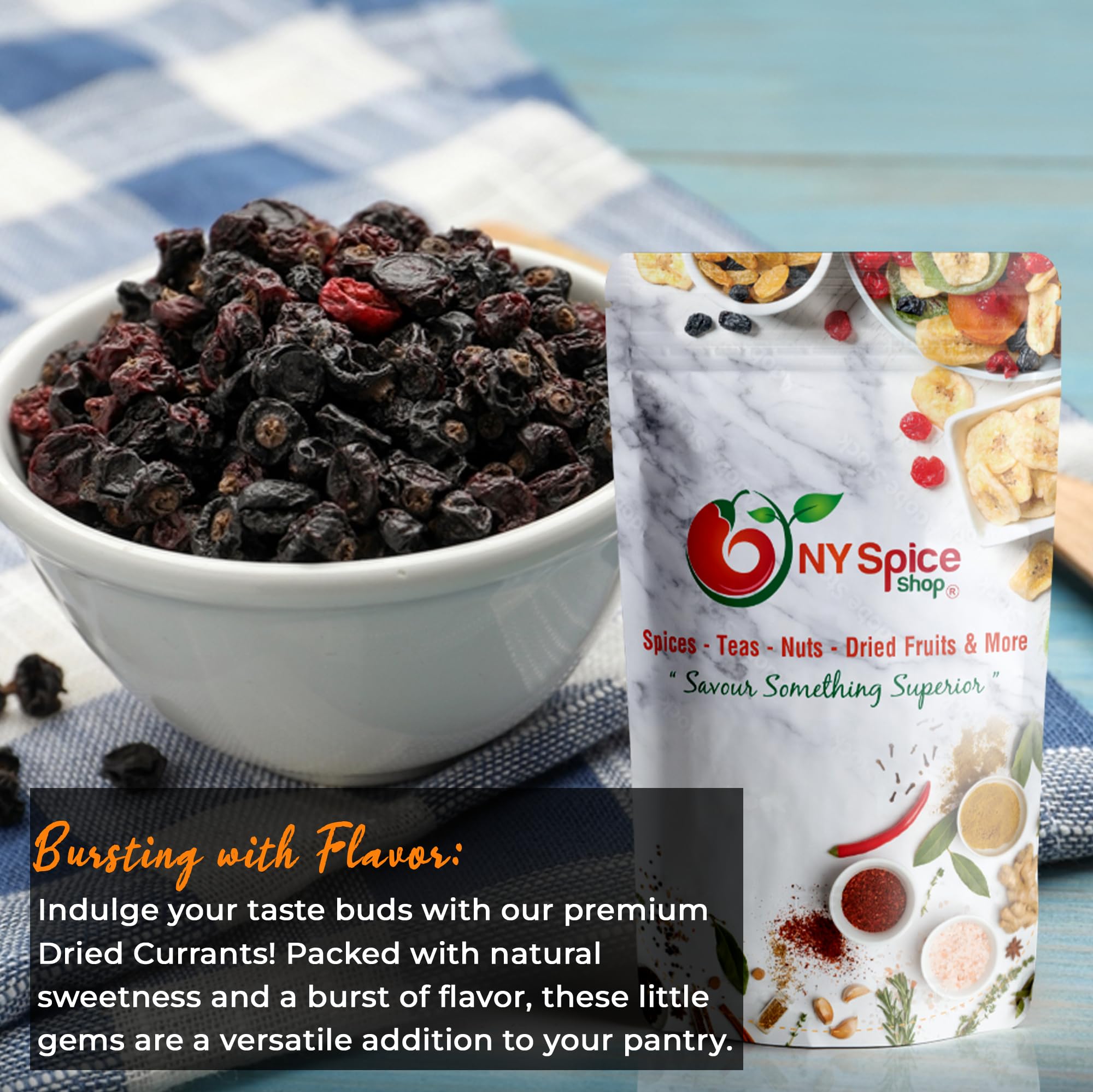 1 Pound Dried Currants - Sweet Red & Black Currant Raisins for Baking, Snacks | Naturally Dried Fruit | Perfect for Muffins, Granola, Trail Mix | NY Spice Shop Premium Quality