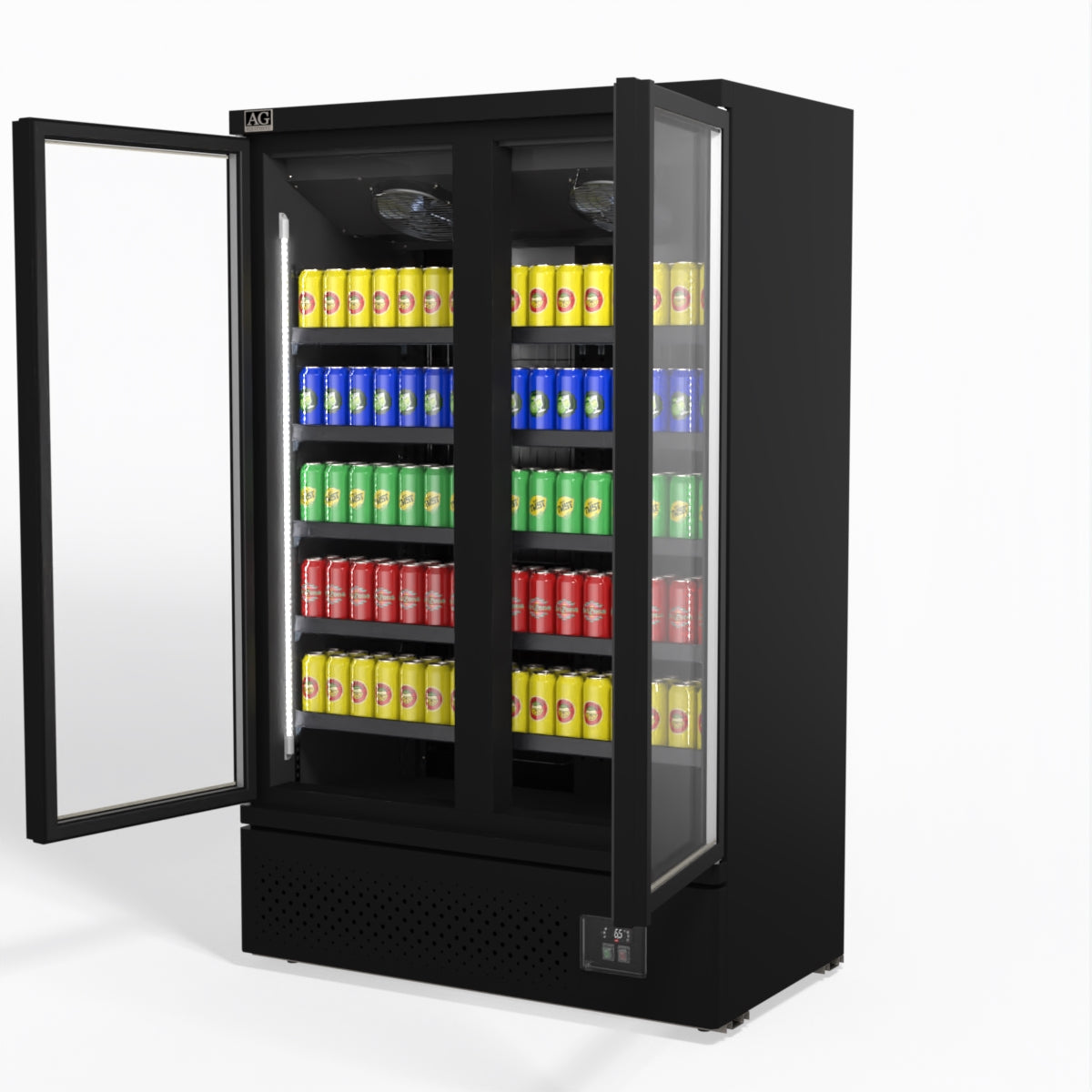 AG Supermarket Commercial Two Glass Door Upright Display Refrigerator 1000L - Perfect for Grocery Stores, Restaurants & Convenience Stores