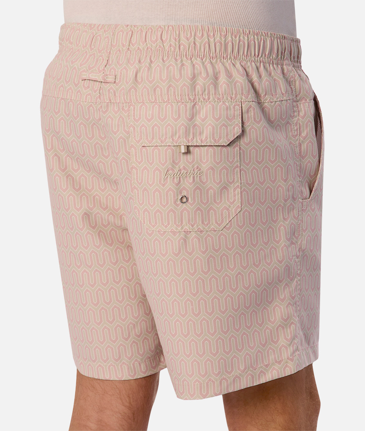 San Matias Swim Shorts for Men - Quick Dry, Comfortable Beach Shorts in Pink/Sand - Perfect for Swimming, Surfing, and Summer Vacations
