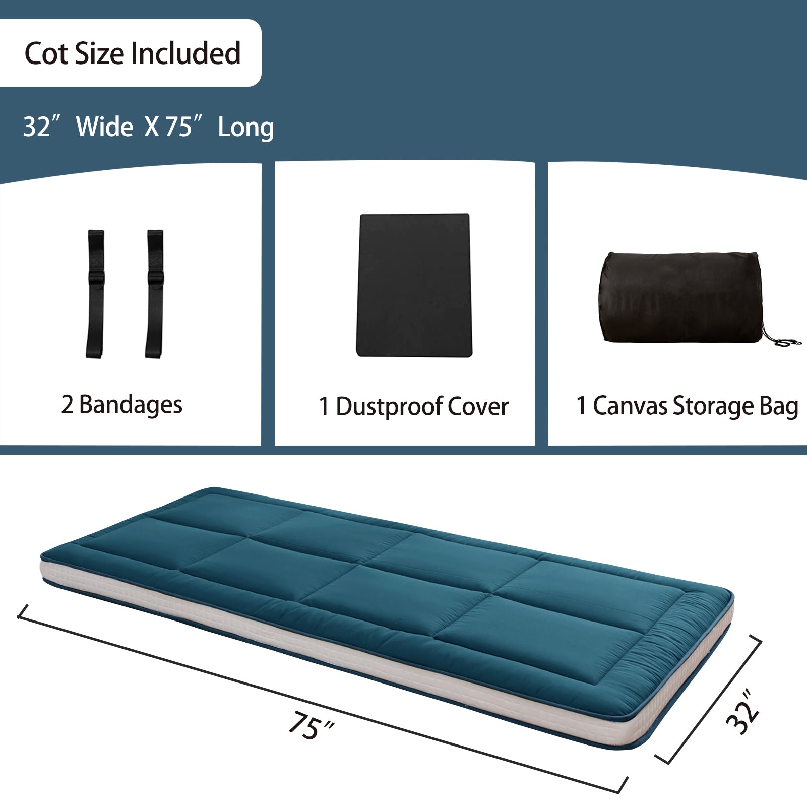 MAXYOYO 32 x 75 Inch Cot Size Futon Mattress - Foldable Floor Mattress, Tatami Mat for Guest Bed, Camping & Home Decor | Comfortable & Space-Saving Sleeping Solution