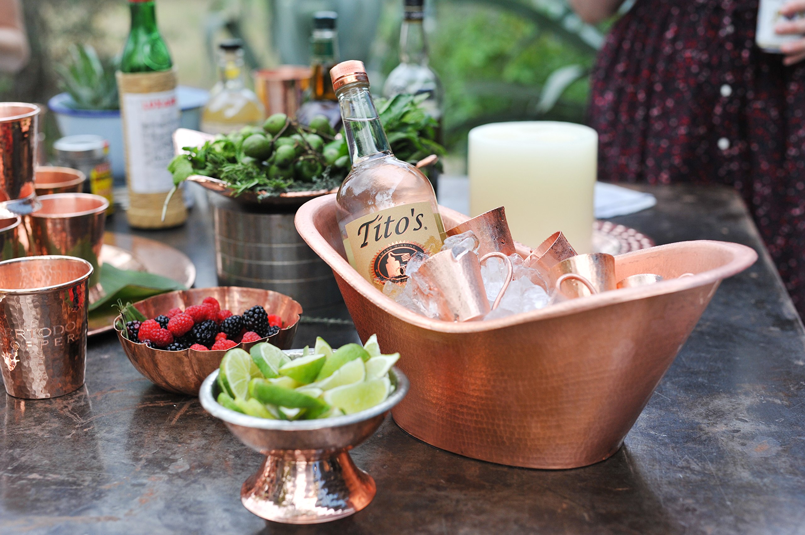Sertodo Hand Hammered 100% Pure Copper Nile Cradle Ice Bucket - Elegant Wine Chiller for Parties, Weddings & Home Bar Decor