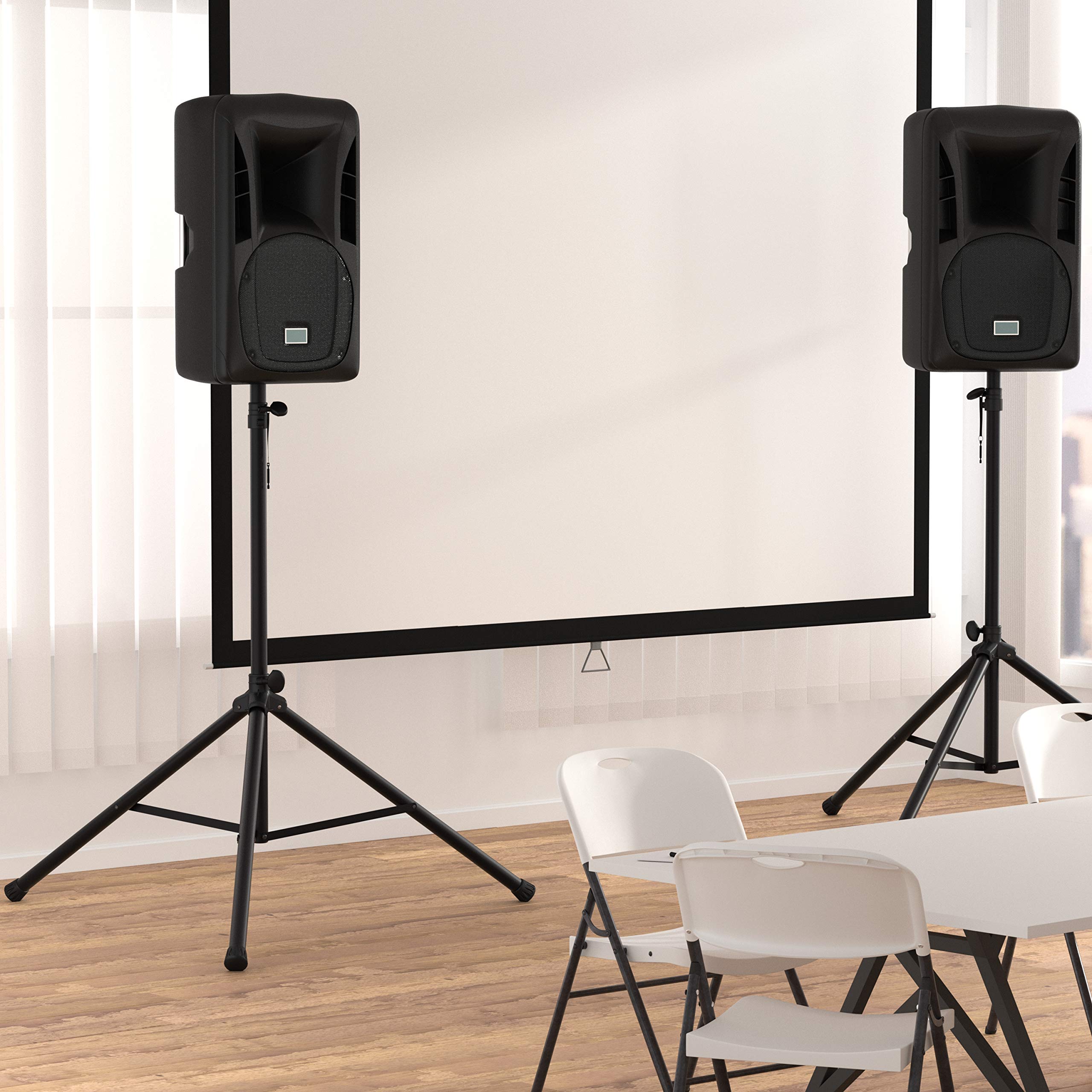 Amazon Basics Adjustable Speaker Stand - 4.1 to 6.6-Foot Height, Heavy Duty Steel Construction for PA Systems, Studio Monitors & Home Theater Speakers - Perfect for DJs, Musicians & Audio Enthusiasts