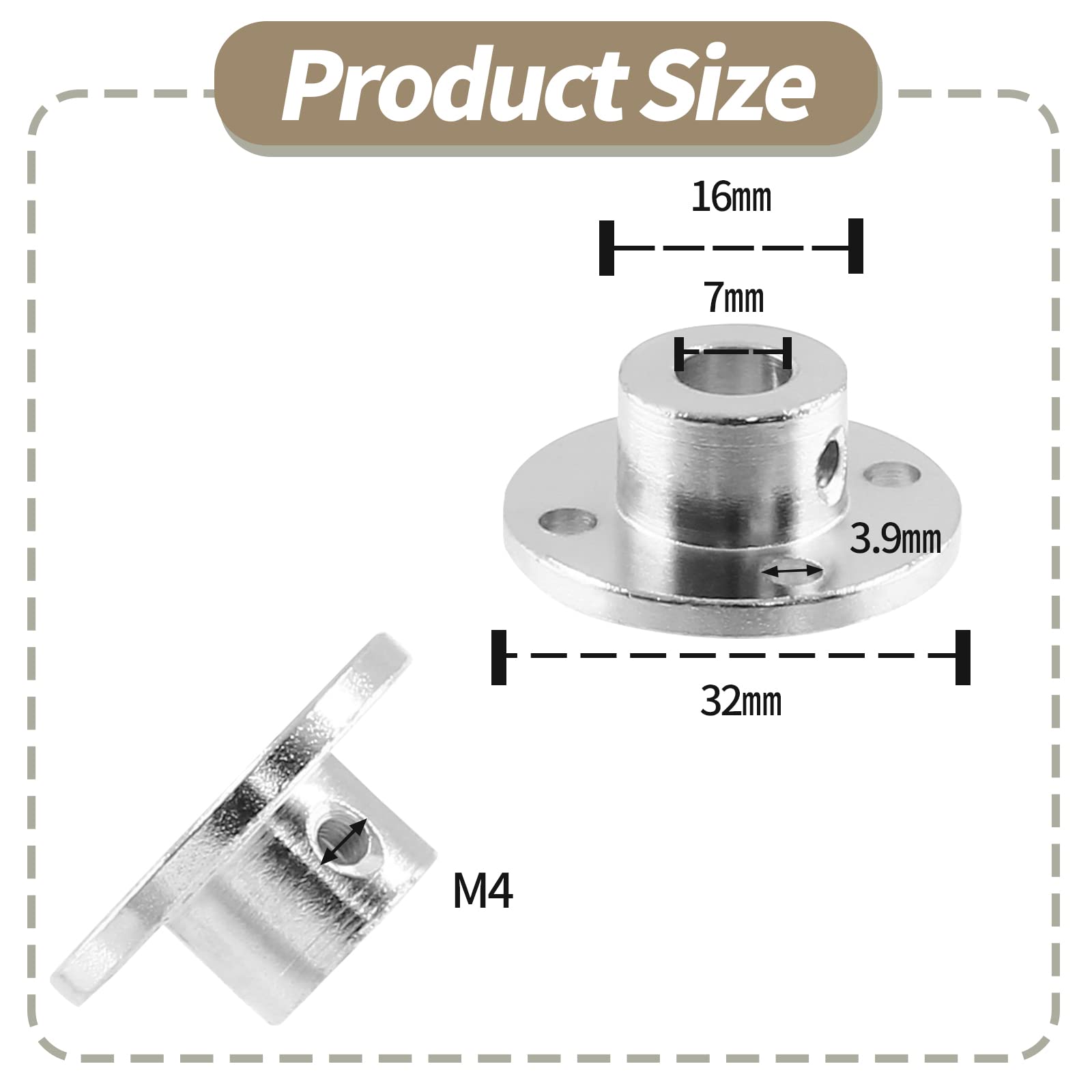 **Litoexpe 4-Piece 7mm Flange Coupling Connector Kit - Rigid Flange Shaft Mounting Hub with Set Screws & Wrench - Perfect for DIY RC Model Motors, Robotics, and 3D Printer Upgrades**