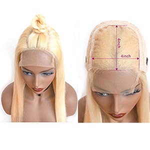 613 Honey Blonde 4x4 Lace Front Human Hair Wigs - 150% Density Brazilian Remy Straight Hair with Pre-Plucked Baby Hair - 20 Inch Blonde Lace Closure Wig for Women - Perfect for Daily Wear, Cosplay, and Special Occasions