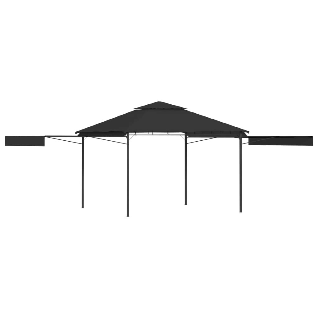 9.8'x9.8'x9' Anthracite Gazebo with Double Extending Roofs - Permanent Outdoor Canopy Tent for Patio, Backyard, Garden & Poolside | Durable Terrace Pavilion for Shade, BBQ Parties & Outdoor Relaxation