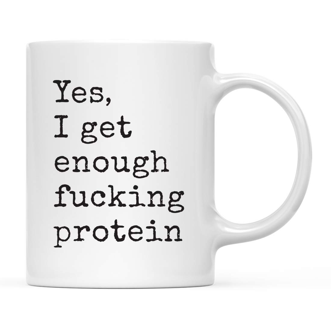 11oz Funny Vegan Coffee Mug - 'Yes I Get Enough Fucking Protein' Sarcastic Gift for Vegetarians - 1-Pack with Gift Box - Perfect for Office Humor & Plant-Based Dieters