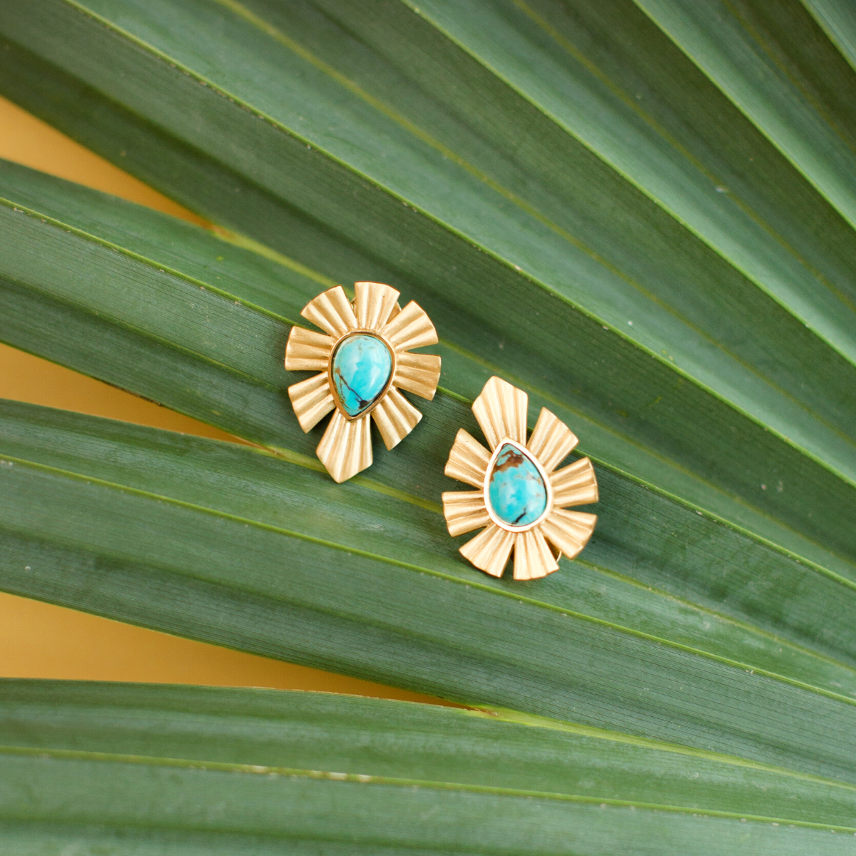 Turquoise Gold Stud Earrings for Women - Bold & Elegant Jewelry for Everyday Wear & Special Occasions