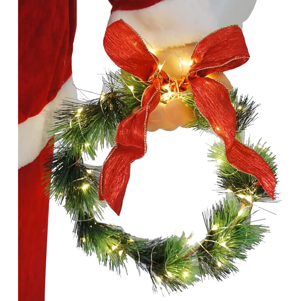 58-Inch Animated Dancing Santa Claus with Wreath & Gift Sack - Indoor Christmas Decor for Holiday Home, Office & Party (Red) | Festive Gift & Seasonal Decoration