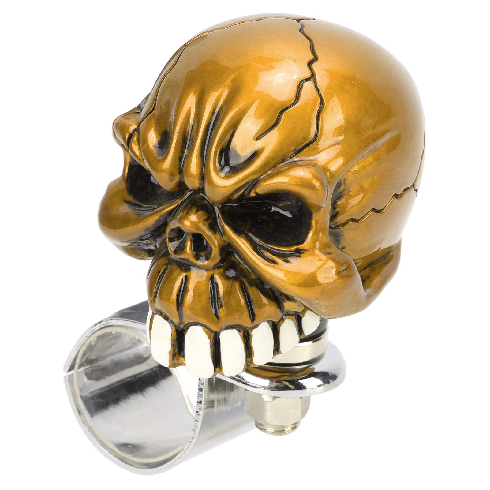 BALITY Universal Skull Steering Wheel Spinner - Yellow Power Handle for Cars, Trucks & Boats - Easy Grip & Control for Smooth Driving & Parking