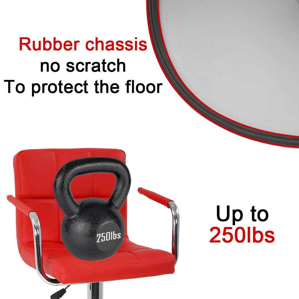 Best Modern Bar Stool Set of 2 - Adjustable Height Swivel Counter Stools with PU Leather & Hydraulic Lift - Perfect for Kitchen Island, Home Bar & Dining Room (Red)
