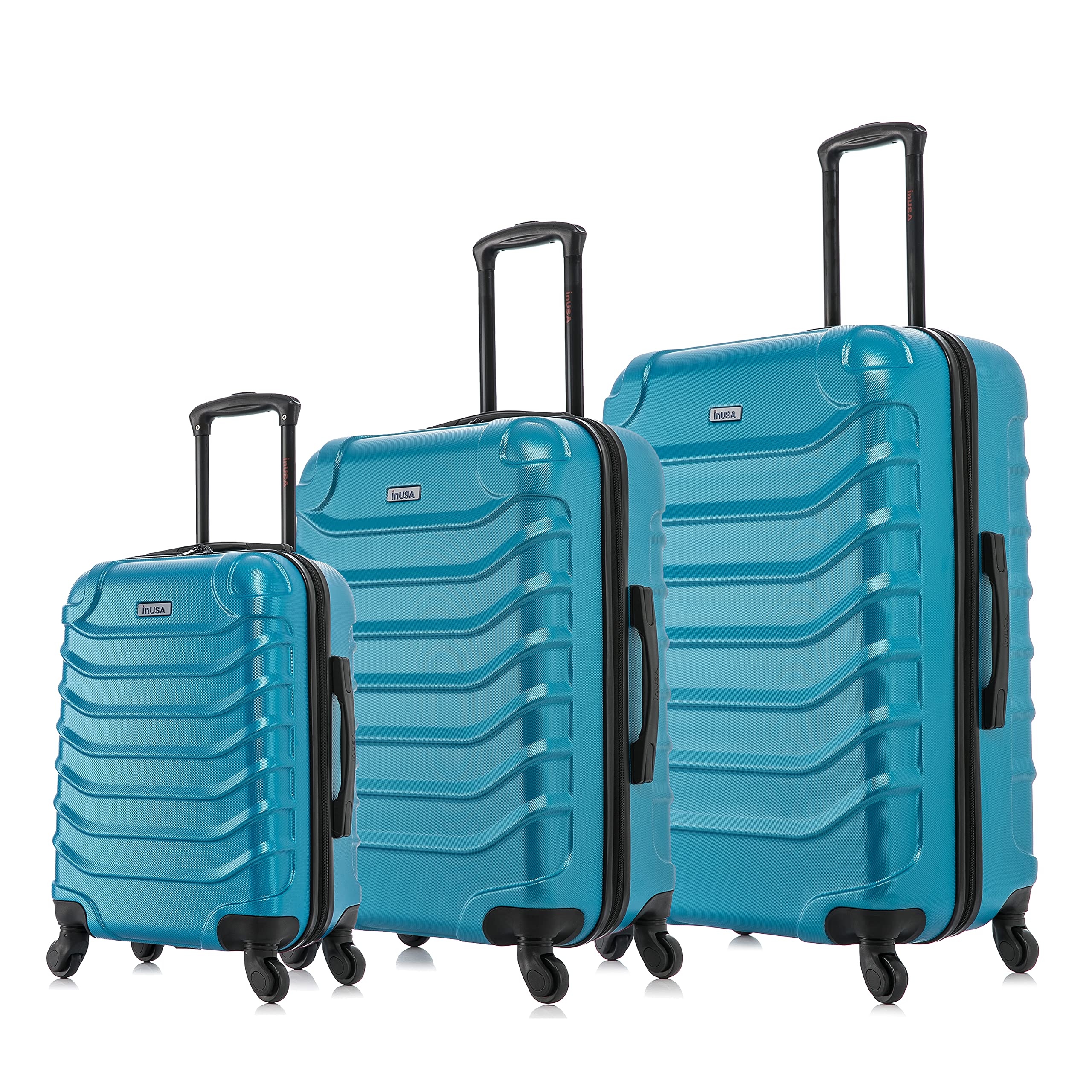 InUSA ENDURANCE 3-Piece Hardshell Luggage Set with Spinner Wheels (20in, 24in, 28in) - Lightweight Durable Teal Suitcase for Travel, Business Trips & Family Vacations