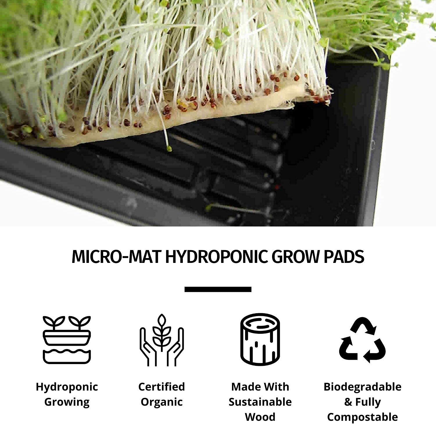 Organic Hydroponic Grow Pads - 200 Pack for Wheatgrass, Microgreens & Seed Germination - Fits 20