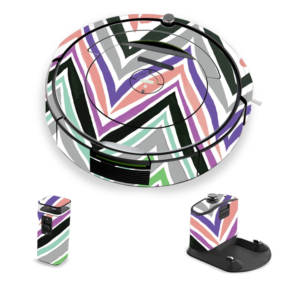 MightySkins Vinyl Decal Wrap Cover Compatible with iRobot Roomba 690 Robot Vacuum - Colorful Chevron Design | Protective & Durable Skin | Easy to Apply & Remove | Made in USA | Perfect for Home & Office Cleaning Robots