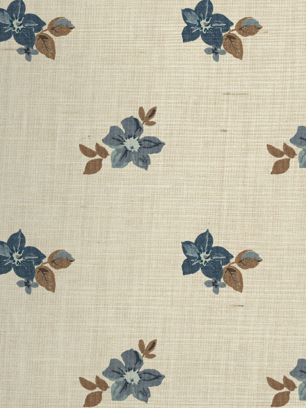 Nathan Turner Anna Floral Grasscloth Wallpaper - Blue & Brown Textured Wall Covering for Living Room, Bedroom & Dining Room Decor