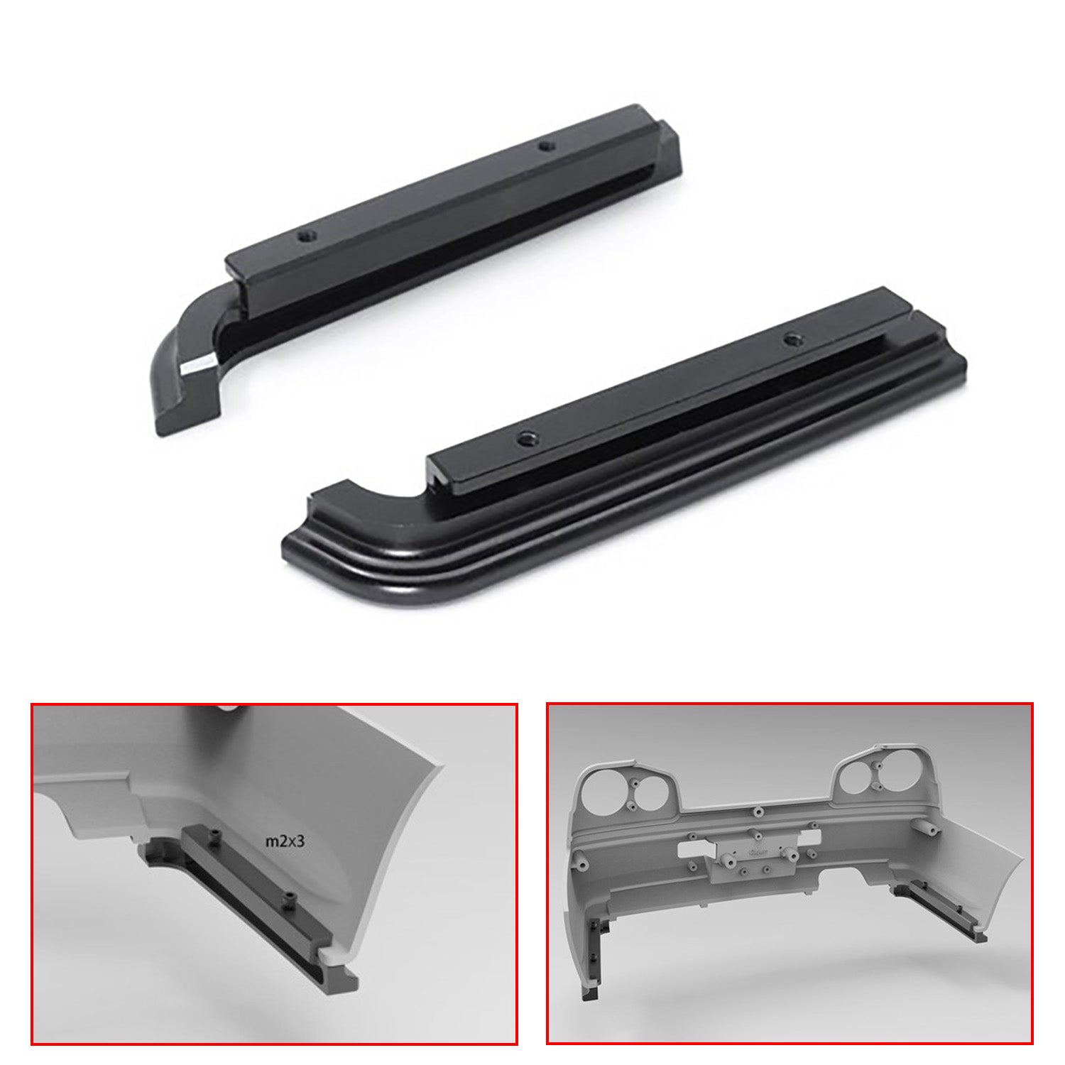 R34 1/8 Scale Aluminum Alloy Side Skirts & Rear Wing for RC Drift Racing Cars - High Speed Performance Upgrade for Remote Control Vehicles | Perfect for Competitive Racing & Drift Tracks