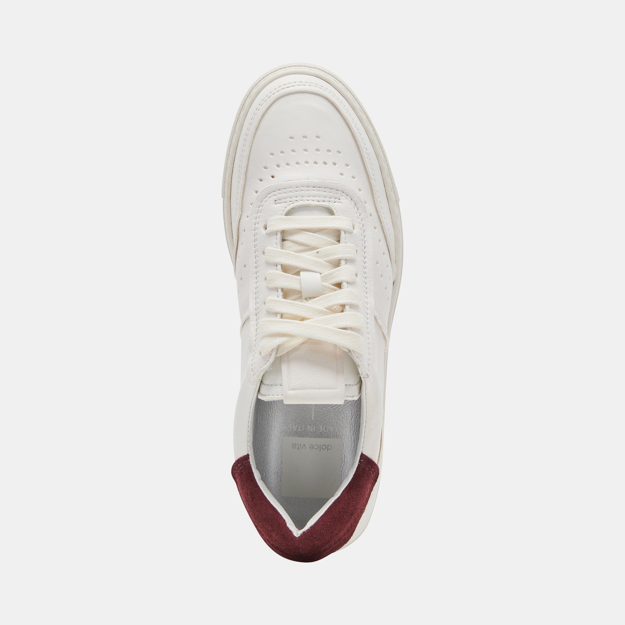 Boden White & Maroon Leather Sneakers for Women - Comfortable Casual Shoes for Walking, Running, and Everyday Wear